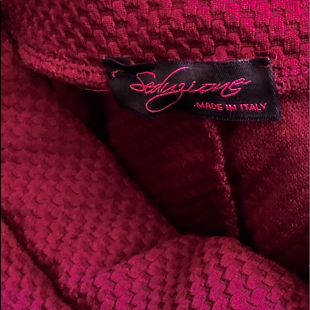 BRAND NEW SEDUZIONE Dark Brick Red Rich Textured Comfort Stretch Leggings S-XXL - Picture 5 of 10
